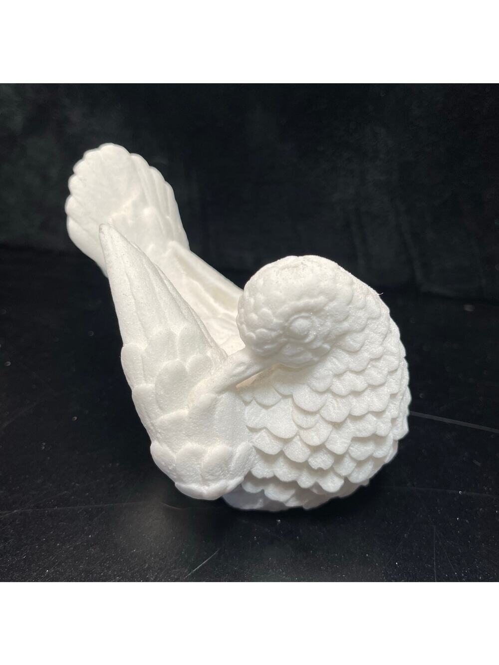 A Santini Italian Alabaster White Dove Sculpture Italy 4" Vtg Tucked Beak